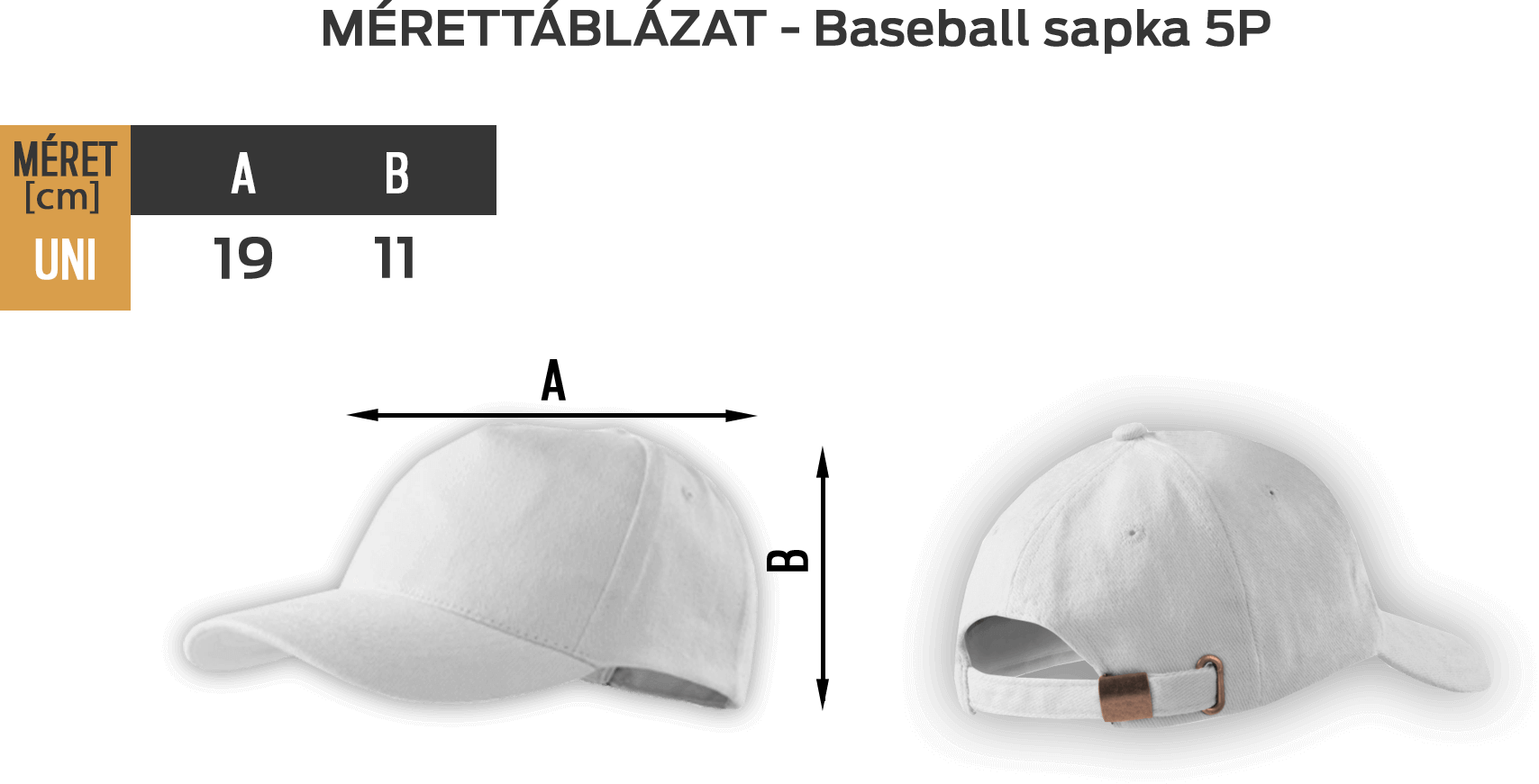 Baseball sapka 5p mérettáblázat