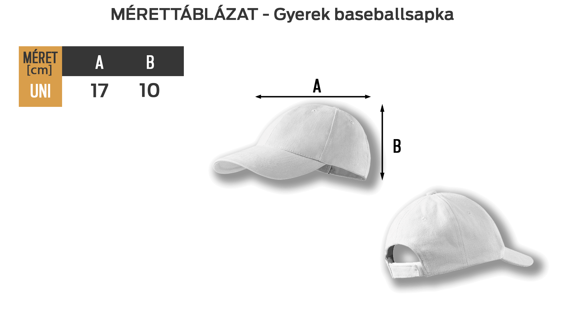 Gyerek sapka mérettáblázat