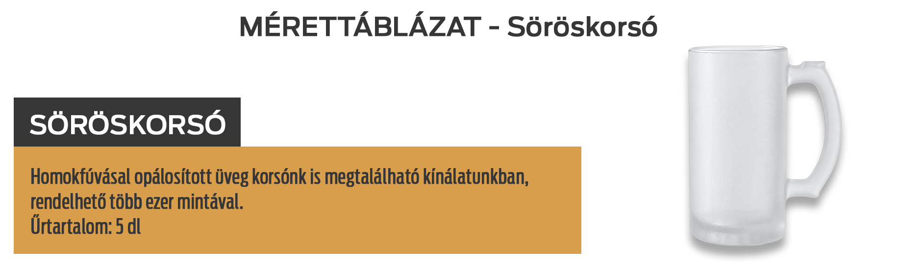 Sörös korsó 5 dl mérettáblázat