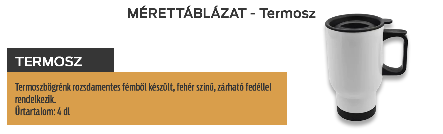 Termosz 5 dl mérettáblázat